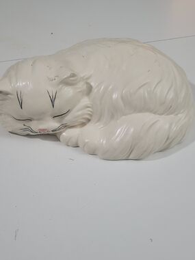 Vintage MCM Ceramic Sleeping Persian Cat Large Figurine